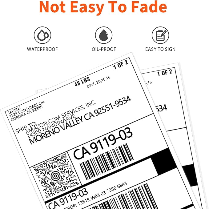 JADENS 4x6 Thermal Labels - 350 Labels, Compatible with Rollo, Brother, Zebra and Most Thermal Printer, Perforated, Commercial Grade, Doesn't Compatible with Dymo