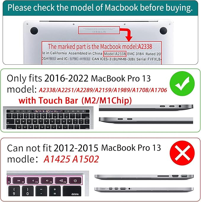 Teryeefi for MacBook Pro 13 inch Case 2022 2021 2020-2016 Release, Design Hard - Image 2