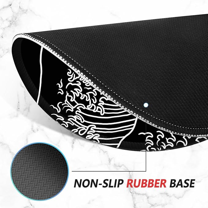 ITNRSIIET Mouse Pad Non-Slip Rubber Base Smooth Surface Stitched Edges Waterproof Durable Compatible with All Mice for Office & Gaming, Desk Accessory, Diameter 8.7 inch, Wave