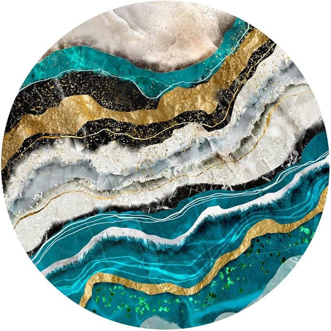 ITNRSIIET Round Mouse Pad with Stitched Edge Premium-Textured Waterproof Non-Slip Rubber Base Desktop Protection Mat Diameter 8.7 inches, Abstract Light Luxury