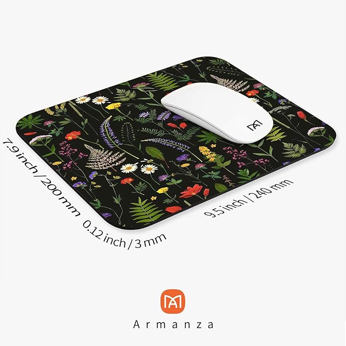 Square Mouse Pad Flowers,Personalized Premium-Textured Custom Mouse Mat Design,Washable Mousepad Cloth,Non-Slip Rubber Base Computer Mouse Pads for Wireless Mouse