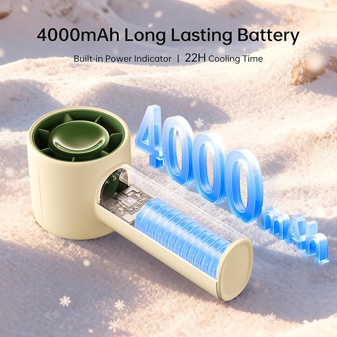 JISULIFE Portable Handheld Fan, 4000mAh Mini Rechargeable Fan, 5 Speeds & Up to 22H Cooling. Ideal for travel, camping, beach, and makeup. Gift for Women, Men, Bridesmaids, Birthday (Beige)