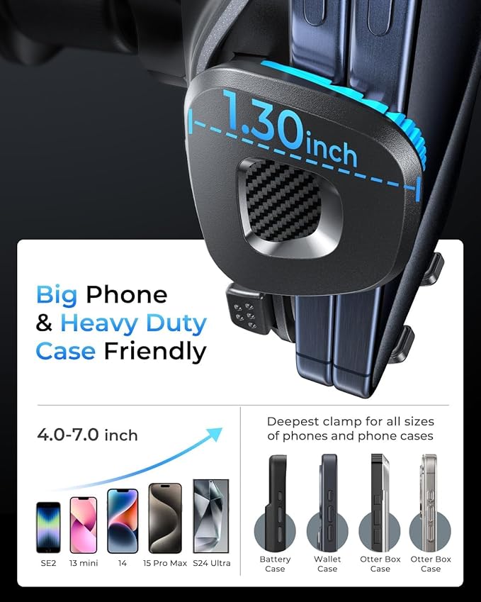 MRGLAS 2025 Upgraded Phone Holders for Your Car with New Metal Hook Clip, Handy Air Vent Cell Phone Car Mount [One Hand Operation], Universal Automobile Cradle for iPhone Android and All Smartphones