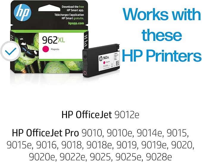 HP 962XL Magenta High-yield Ink Cartridge | Works with HP OfficeJet 9010 Series, HP OfficeJet Pro 9010, 9020 Series | Eligible for Instant Ink | 3JA01AN