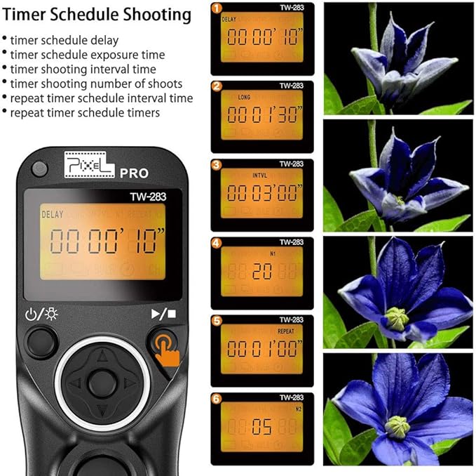 Wireless Shutter Release Compatible for Nikon, PIXEL 2.4G Remote Shutter Release Cable Wireless Timer Remote Control DC0/DC2 Compatible for Nikon D850 D750 D610 D5300 D3300 D7500 D1 D2 D3