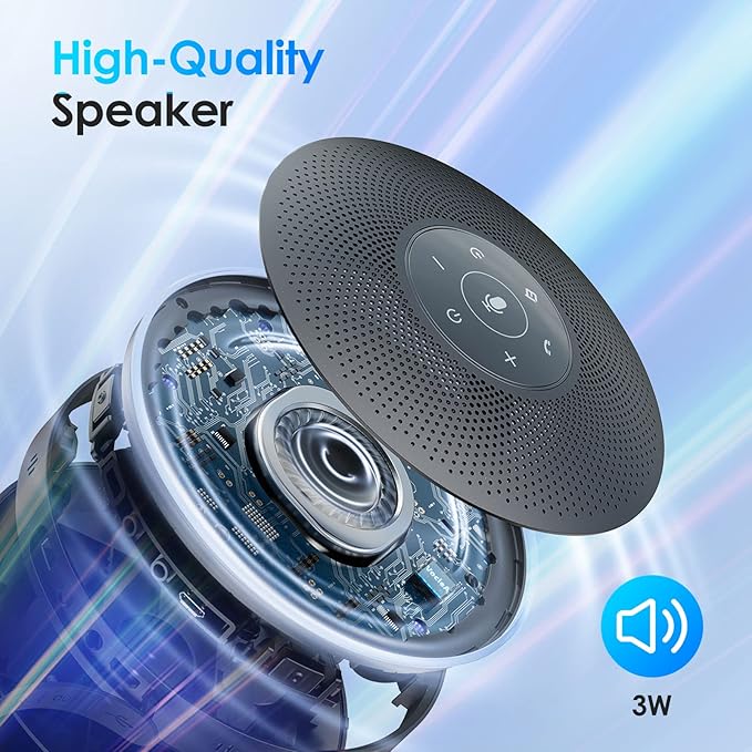EMEET Bluetooth Speakerphone - Daisy Chain/Use Alone up to 16 attendees, M220 Professional Wireless Speakerphone 360°Voice Pick-up 8 AI Noise Cancellation Mics Skype Speakerphone for Conference Calls