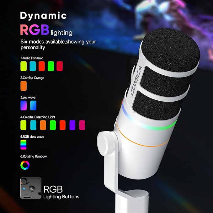 COMICA EJoy D10 USB Gaming Microphone – RGB Dynamic Mic - Image 4