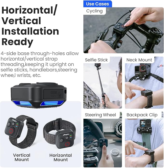YDW Bluetooth Remote Control for INSTA360 X5 X4 X3 X2/Ace Pro2/Ace Pro/Ace/GO 3S/GO 3/ONE RS/ONE R/Gopro Hero13/12/11/10/9/8/Max/Mini,Wireless 50M Remote Control Range
