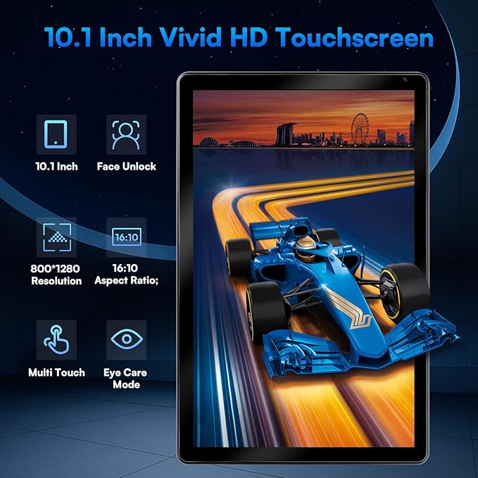 2025 Latest Upgraded Android 15 Tablet 10 Inch, 24GB+128GB+1TB Expand, WiFi 6 BT 5.4, Type-C Fast Charging, Dual Camera, Widevine L1 HD IPS Screen with Keyboard