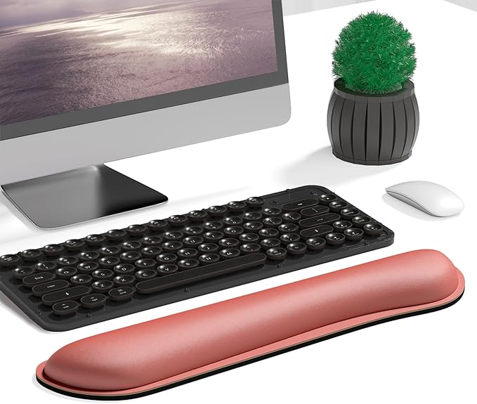 Dapesuom Enlarge Keyboard Wrist Rest, Memory Foam Keyboard Wrist Cushion for Computer Desk Mats Support, Typing Pain Relief Ergonomic Mouse Pad Rests with Non-Slip Base for Gaming, Laptop, Indian Red