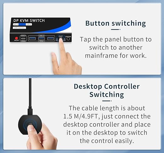 Dual Monitor Kvm Switch 2 Monitors 2 Computers HDMI 4k@60HZ,USB3.0. kvm switches 1 Monitors 2 Monitor 2 Computers,USB switcher 2 Computers Keyboard Mouse Switch (USB3.0+8KDP)