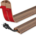 Floor Cord Cover for Wires on Floor Self Adhesive Cord Hider Floor Cable Management Wire Covers for Cords Protector Prevent Cable Trips Cord Cavity W 0.32" x H 0.32", Misty Brown Wood, 3.3Ft