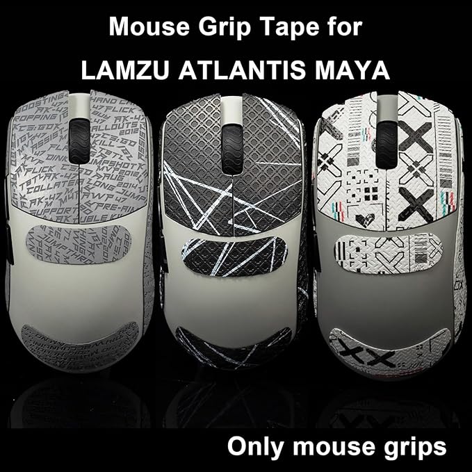 Grip Tape for Lamzu Atlantis Maya - Anti-Slip,Enhanced Control, Sweat Resistance,Improves FPS Gaming Grip & Mouse Protection [Pre-Cut] Black Purple 0.5mm