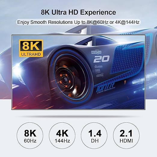 DEMEXBOOK HDMI DisplayPort KVM Switch 3 Monitors 2 Computers 8K@60Hz, 4K@144Hz,Triple Monitor KVM Switches with 4 USB 3.0 Ports, Wired Remote, USB3.0 Cables，Power Adapter Included