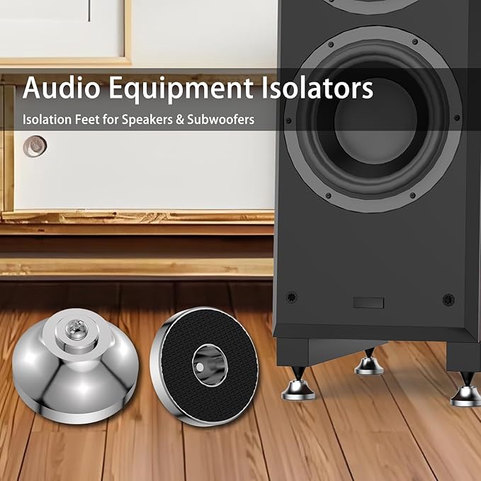 Audiocrast IF4021S HiFi Speaker Isolation Feet Pads 4PCs Stainless Steel 40x21mm Silver Speaker Shock Absorber Vibration Dampener Floor Protector for Audio Subwoofer CD DVD Amplifier Turntable DAC