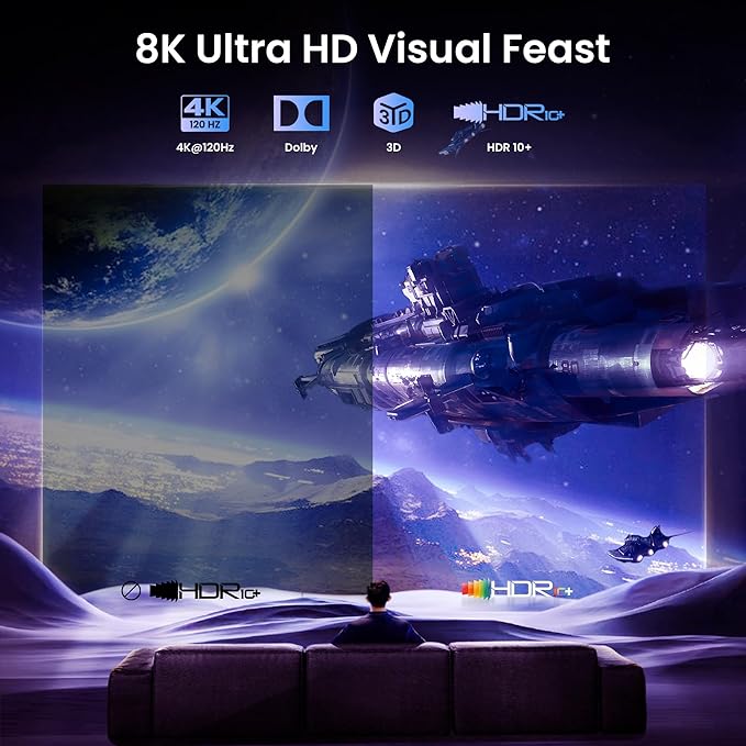 NEWCARE HDMI 2.1 Switch 2 in 1 Out with 2.6ft 8K Cable, HDMI Switcher 4K@120Hz, Bi-Directional HDMI Splitter Supports 8K@60Hz HDR10+ 3D Dolby VRR HDCP2.3 for TV PS5 Xbox Laptop Projector