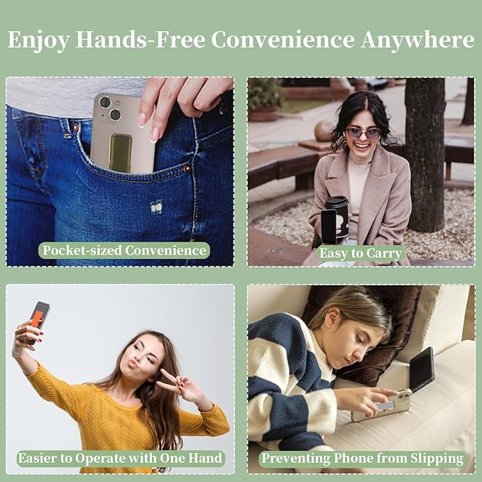 Phone Grip Strap Holder, 4 Pack Adhesive Flat Cellphone Stand Handle Kickstand Case with Elastic Finger Loop for Most Smartphones and Mini Tablets - Gold, Black, Rose Gold, Silver