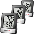 ThermoPro TP49 3 Pieces Digital Hygrometer Indoor Thermometer Humidity Meter Mini Hygrometer Thermometer with Temperature and Humidity Monitor Room Thermometer, Black