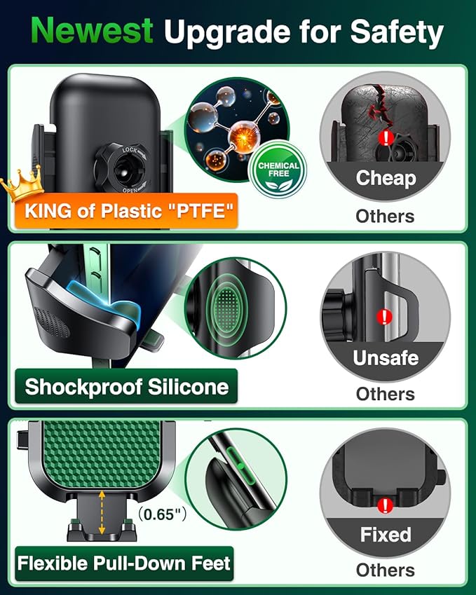 VANMASS 2025 【True Military-Grade】 Phone Holders for Your Car 【65 LBS Strongest Suction & Clip】 Ultimate Cell Phone Mount Dashboard Window Vent for iPhone 16 Pro Max 15 14 13 Samsung Android