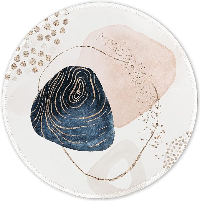 ITNRSIIET Round Mouse Pad with Stitched Edge Premium-Textured Waterproof Non-Slip Rubber Base Desktop Protection Mat Diameter 8.7 inches, Aesthetic Boho