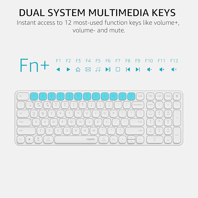 Rapoo 9360M Wireless Keyboard and Mouse Combo, Blade-Series E9310M 99-Key Ultra-Thin Keyboard and M300G Silent Mouse, Support 4 Devices, Quiet, Compact, Battery Powered, for Windows/Mac/Linux/Chrome