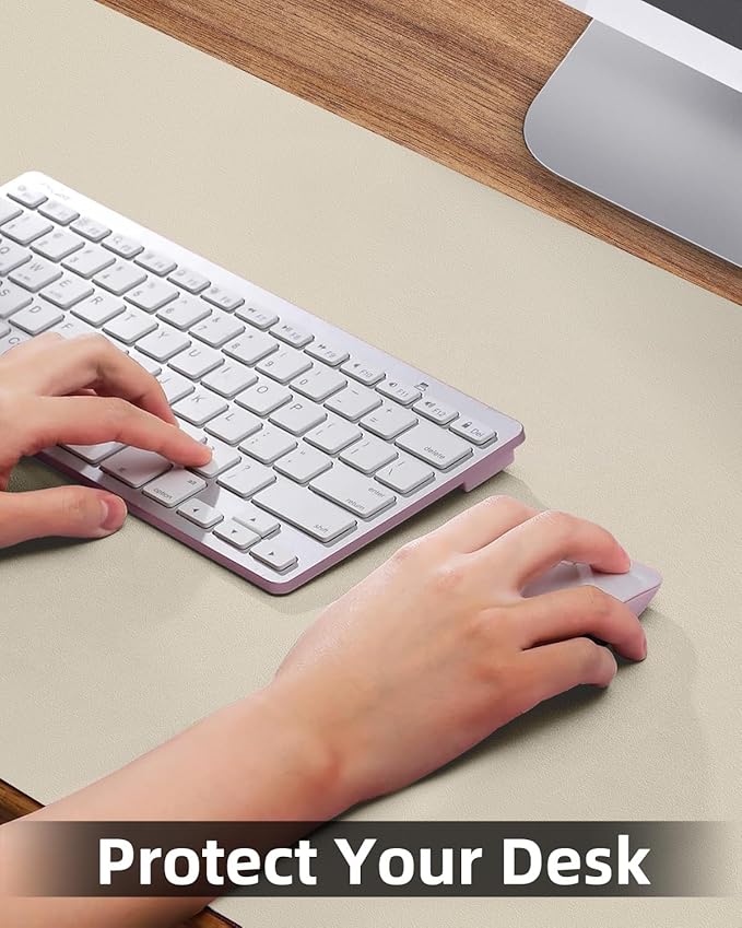 Small Desk Mat,Leather Desk Pad Protector,Desk Mouse pad,Office Desk mat,Laptop Mat for Desk, Non-Slip PU Leather Desk Blotter,Waterproof Desk Writing Pad for Office/Home(23.6"x13.8",Beige)