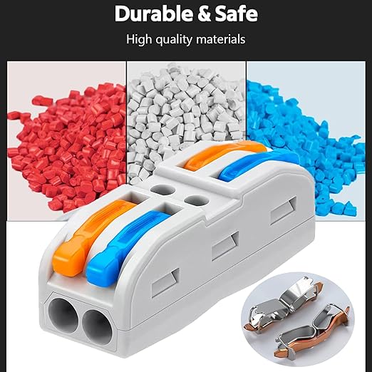 25PCS Lever Wire Connectors, Quick Wiring Cable Connectors, Compact Push-in Conductor Terminal Block (25PCS 2 in 2 Out)