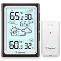 Geevon Large Display Digital Thermometer Hygrometer, Accurate Indoor Outdoor Temperature Humidity Monitoring, Wireless Weather Station with 200ft/60m Range Remote Sensor, Black