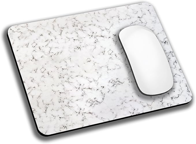 White Marble Black Texture Mouse Pads for Desk, Portable Wireless Computer Mouse pad Small Design with Women, Non-Slip Rubber Base Laptop Mousepad 9.5" x 7.9" Smooth Surface for Office & Travel