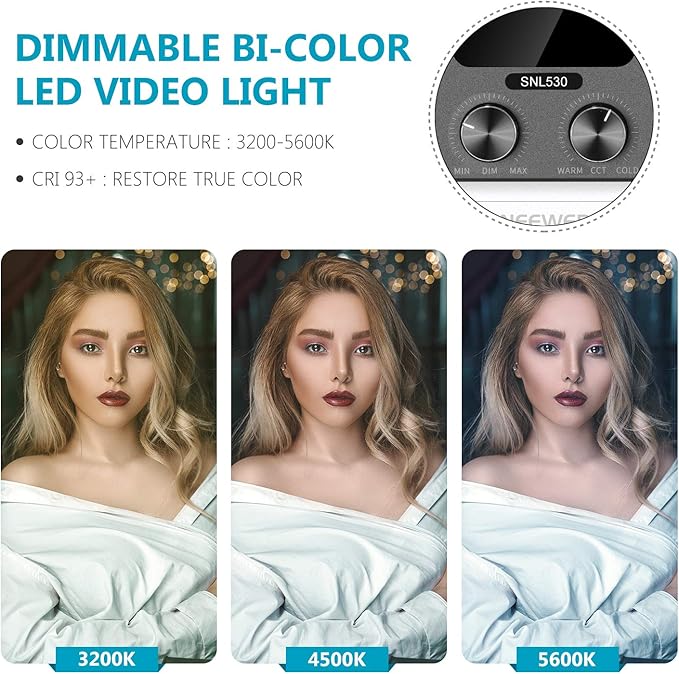 Neewer 2-Pack 530 LED Video Lighting Kit with APP Control, Dimmable Bi-Color 3200K~5600K Video Light with U Bracket, Barndoor, Stand and Bag for Photography/YouTube/Live Streaming/Zoom Meeting