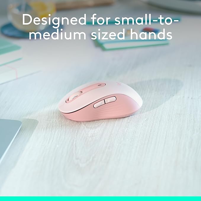 Logitech Wireless Mouse Signature M650- Small Hands, 2-Year Battery, Silent Clicks, Customizable Buttons, Bluetooth, PC/Mac/Chromebook - Rose, Right-Handed, Small-Medium