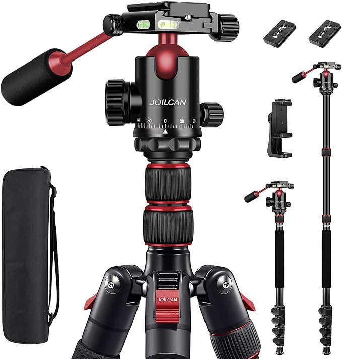 Tripod for Camera, 83" Camera Tripods & Monopods with Metal Handle, Professional Aluminum Tripods, Heavy Duty Tripod for DSLR Camera Lasers Spotting Scope Binoculars Telescope, Payload 35Lb
