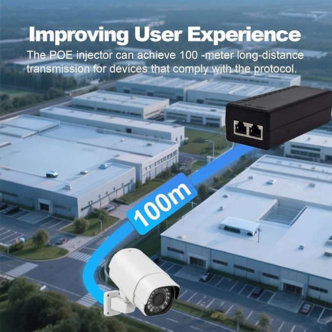Gigabit PoE+ Injector Adapter - 30W 48V Power Over Ethernet Plus - 10/100/1000Mbps, IEEE 802.3af/at Compliant - Up to 100 M (328 ft) Range, by ThePoEstore