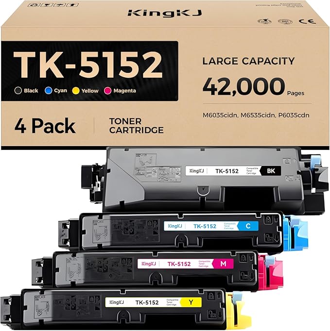 TK-5152 TK5152 Toner Cartridges 4Pack High Yield Replacement for TK-5152K TK-5152C TK-5152M TK-5152Y Compatible with Kyocera ECOSYS M6035cidn M6535cidn P6035cdn Laser Printer Black Cyan Magenta Yellow