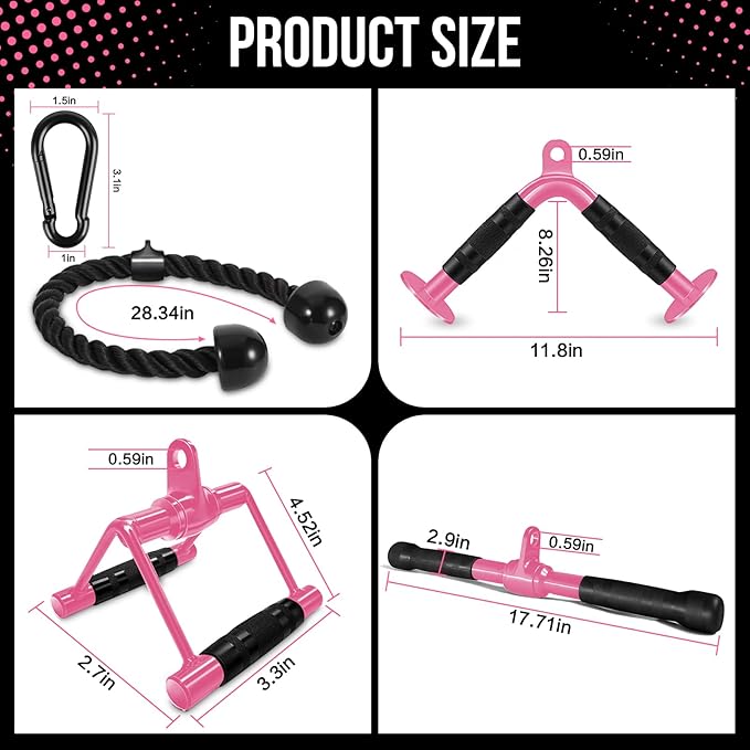 Cable Machine Attachment Set LAT Pulldown Attachments Weight Machine Accessories for Home Gym