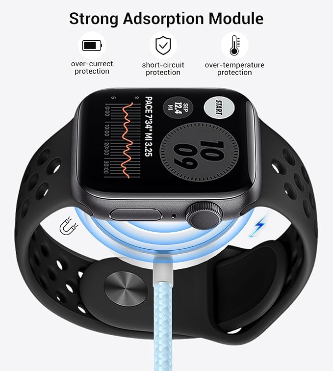 Temdan for Travel Vacation Essentials,3 in 2 USB C Cable for Apple Watch Charger/iPhone 16 Charger/Lightning,Multi Charging Cable Cord,Camping Essentials,Designed for iWatch &iPhone 16-12-5FT Blue