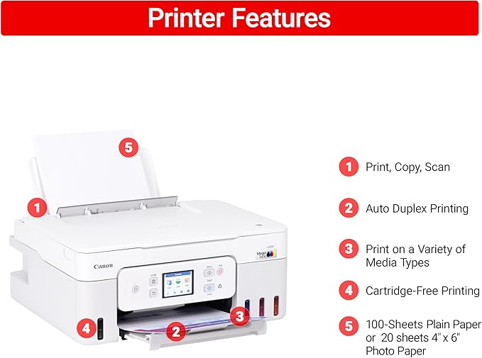 Canon Megatank G3290 All-in-One Wireless Supertank [Megatank] Printer | Print, Copy Scan | Mobile Printing |2.7" LCD Color Touchscreen | Auto Duplex