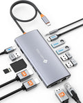 Dell/HP/Lenovo/Surface USB C Docking Station - Dual 4K60 HDMI+8K30 DP, 14 in 1 USB C Hub Adapter with 100W PD, RJ45, SD/TF, Audio, Multiport Dock for MacBook/Laptop