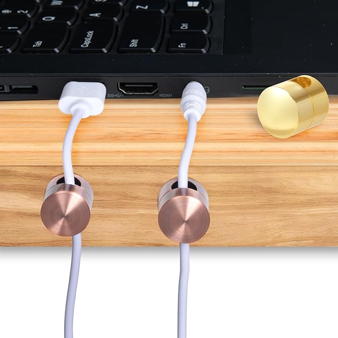 3 Sets Charger Holders for Cords, Adjustable Cable Anchor Holders, Adhesive Metal Cord Clips, Cable Management Wire Organizers for Desk, Office, Nightstand - Gold, Red Bronze, Silver