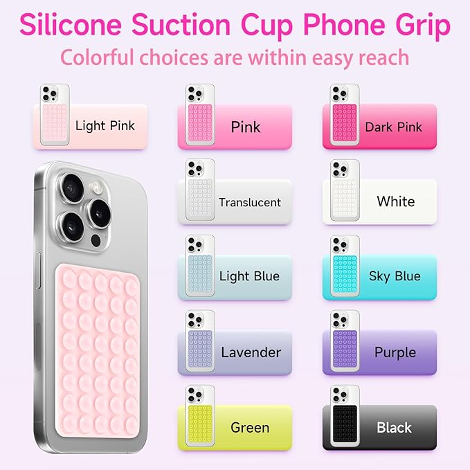 Silicone Suction Phone Case Mount, Non Slip Suction Cup Phone Mount, Phone Accessories Holder for Selfies and Videos, Translucent