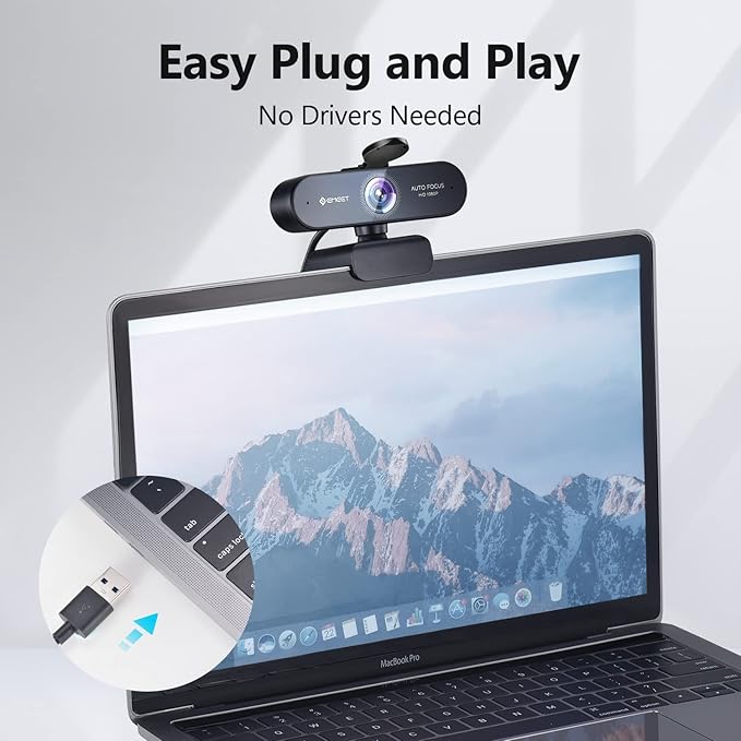 1080P Webcam with Microphone, eMeet Nova AutoFocus HD Webcam, 96°View Web Camera w/ 2 De-Noise Mics for Laptop/Desktop, Plug & Play USB Streaming Computer Camera for Conference/Calling/Teaching/Gaming