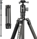 Fotopro 68" Carbon Fiber Travel Tripod, Heavy Duty Camera Tripod with Ball Head, Detachable Monopod with Quick Release Plate and Bag, Load up to 12KG/26lbs