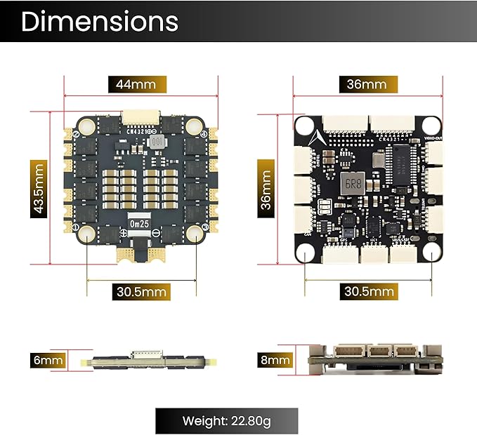AERO SELFIE H743 Flight Controller with 60A 8 bit ESC 30x30 Stack: Supports 2-6S LiPo, Dual IMU, Compass, Barometer, Compatible with Betaflight, INAV, PX4, Ardupilot for FPV & Racing Drones