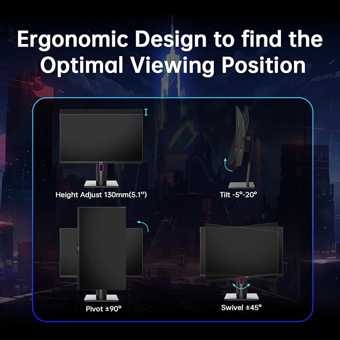 KTC 27" 4K UHD 144Hz Gaming Monitor - Fast IPS Panel 160Hz 1ms GTG, HDR400 132% sRGB, HDMI2.1/DP1.4, VESA Mount, Height/Tilt/Pivot/Swivel Stand, Vertical Monitor Ideal for Gamers, Designers