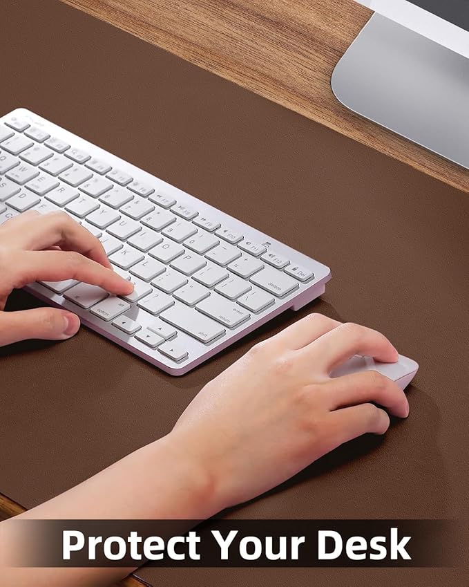 Small Desk Mat,Leather Desk mat,Desk Mouse pad,Office Desk mat,Laptop Mat for Desk, Non-Slip PU Leather Desk Blotter,Waterproof Desk Writing Pad for Office/Home(23.6"x13.8",Brwon)