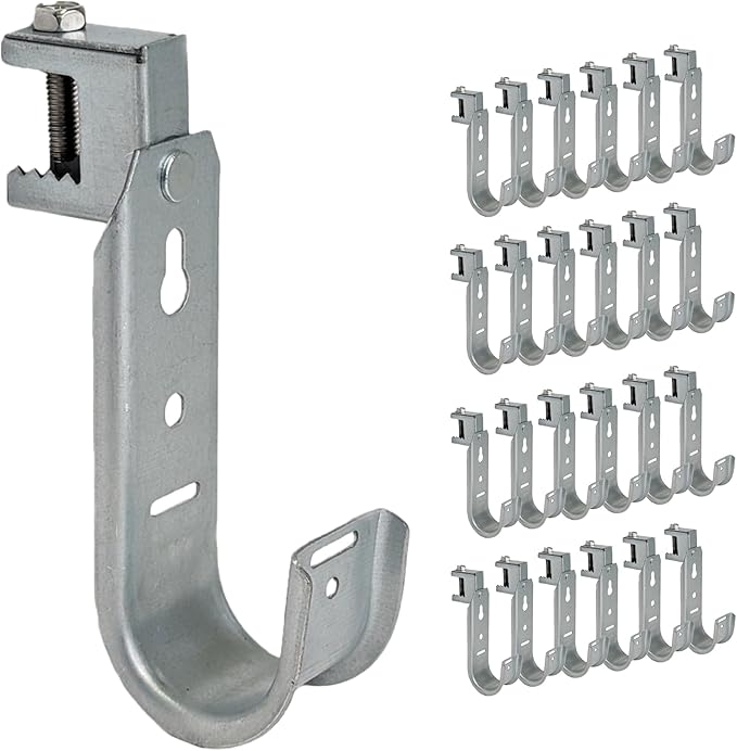 ICC Beam Clamp J Hook 1 5/16” Without Retainer Clip - Galvanized Steel Cable Management Hooks for Hanging Cable to Beams - Rust-Resistant, EIA and TIA Compliant - 1 5/16 Inch 25 Pack