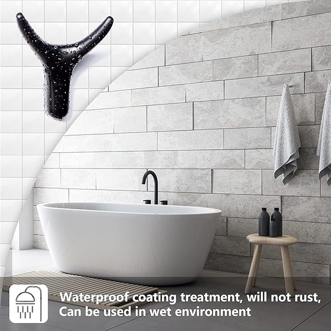 4 Packs Towel Hooks,Coat Hook Cow Head Wall Hooks, Metal Heavy Duty Wall Hooks for Hanging Coats, Hats, Bags, Kitchenware and Towels in Living Room, Kitchen, Bedroom and Bathroom (Black)