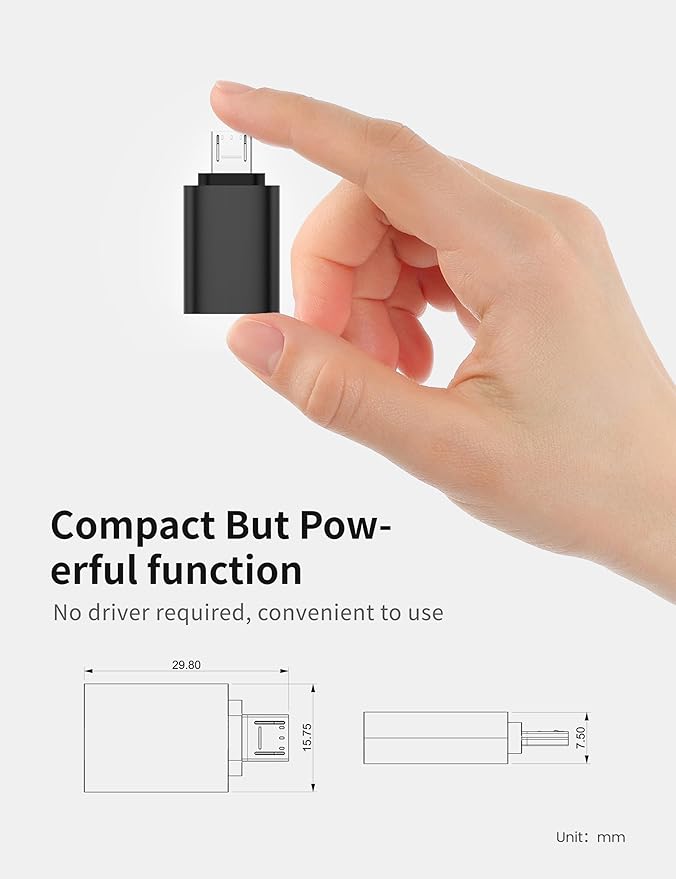 Fidioto Micro USB 2.0 OTG Adapter【10 Pack】, Micro USB to USB-A Female Adapter, The Mobile Phone is Directly Connected to The USB Flash Drive/Keyboard, Plug and Play