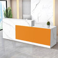 Reception Desk with Counter Modern Checkout Counter with Lockable Drawer Keyboard Tray Receptionist Desk for Office Salon Reception Table U Right 59inch/150cm