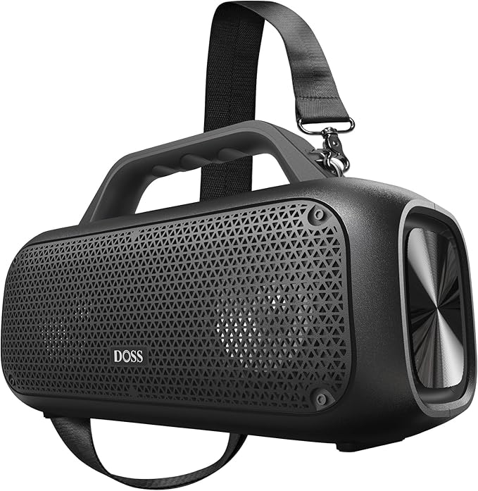 DOSS Extreme Boom Outdoor Bluetooth Speaker with 60W Mighty Sound, Deep Bass, 30H Playtime,10400mAh Power Bank, BT 5.3, IPX6 Waterproof, Portable Strap for Camping, Pool, Beach, Garage, Work